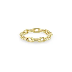 14k Solid Large Square Oval Link Chain Ring