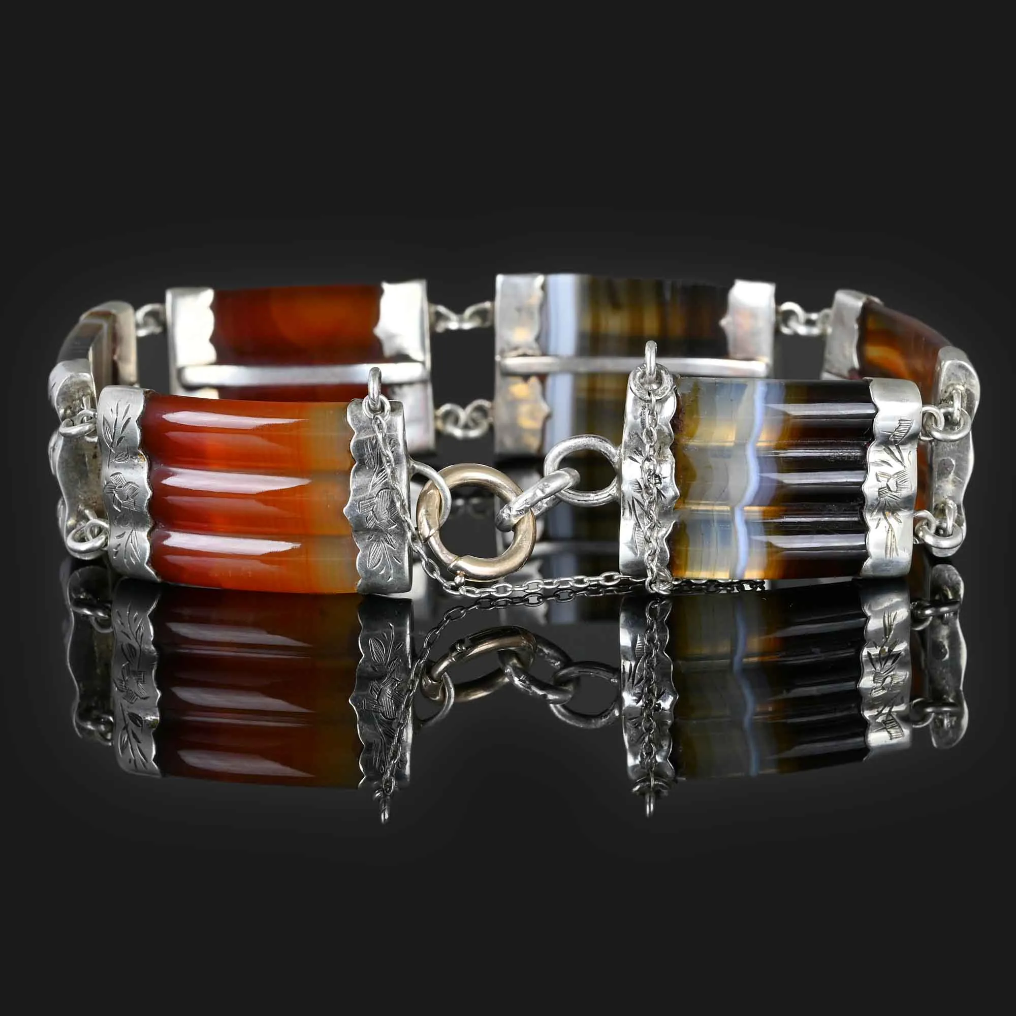 Antique Victorian Scottish Banded Agate Bracelet