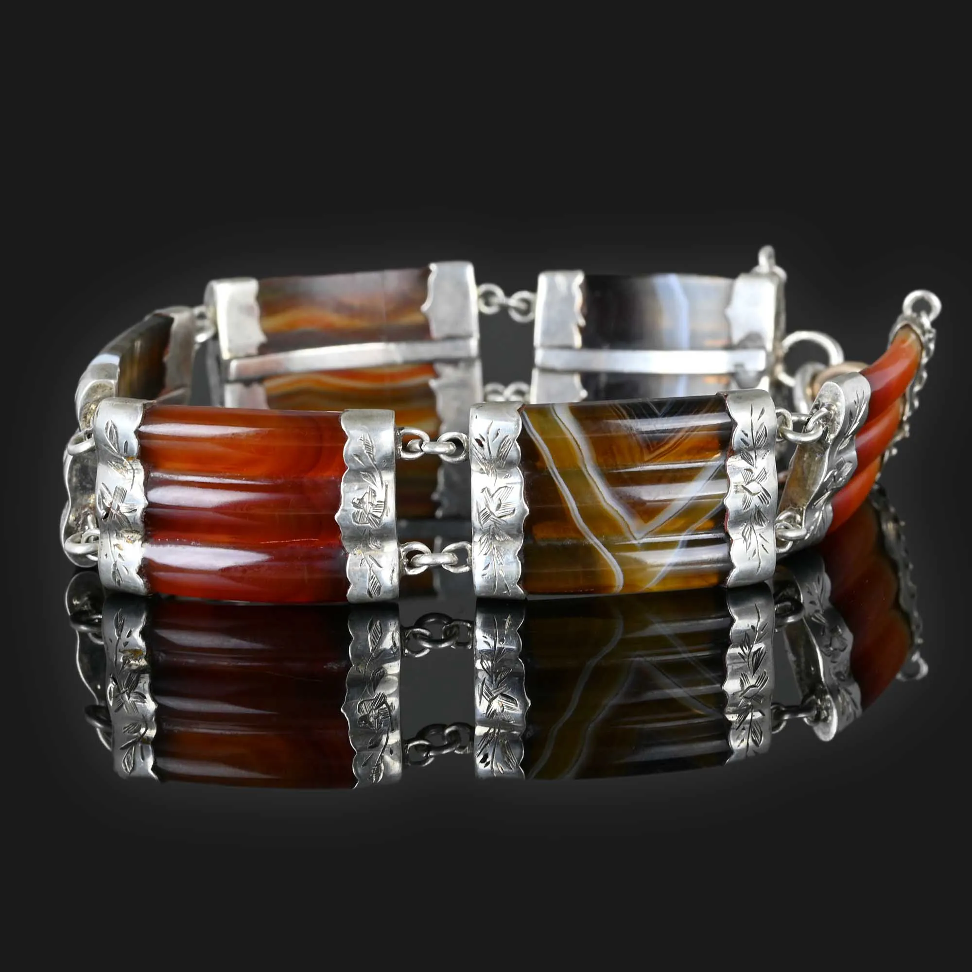 Antique Victorian Scottish Banded Agate Bracelet