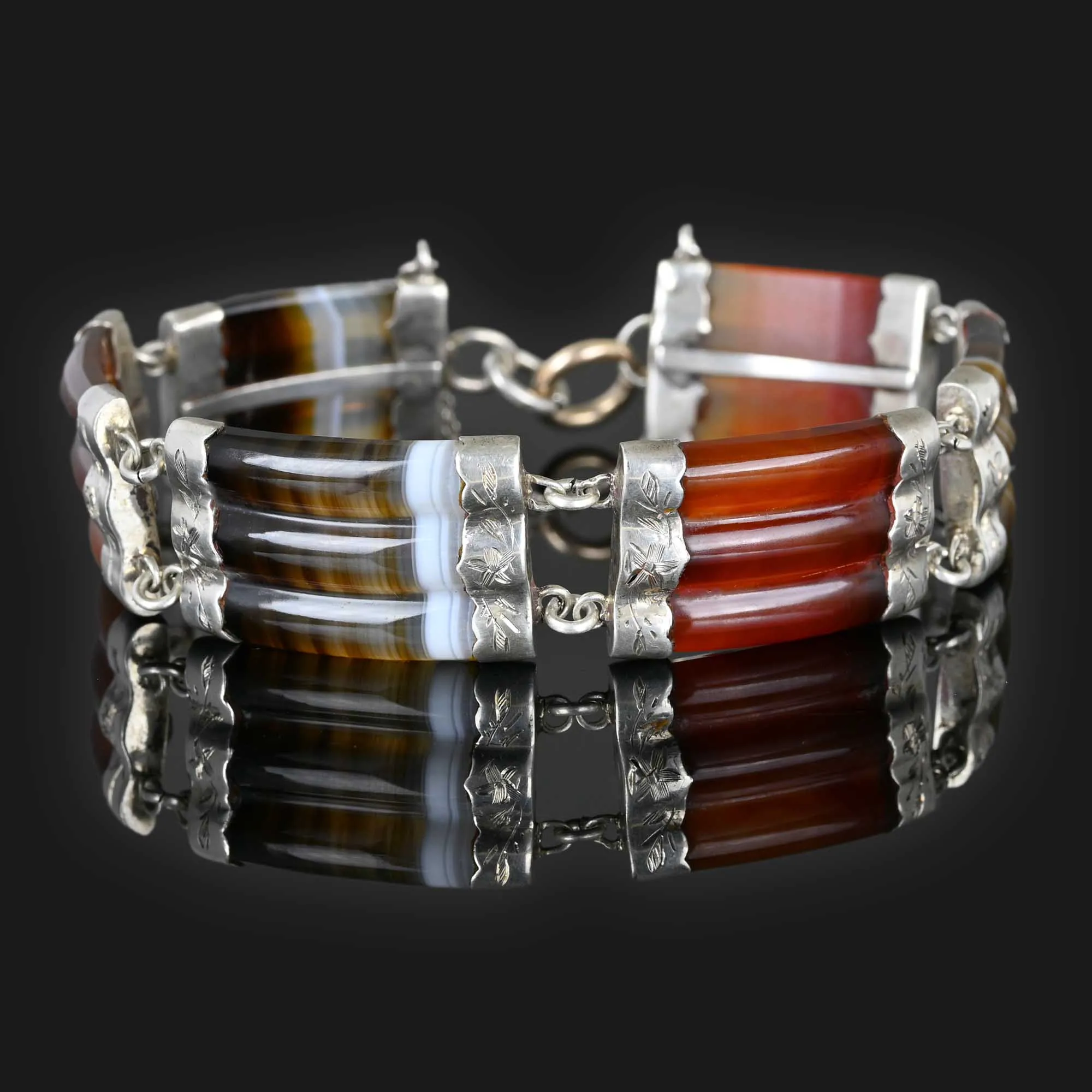 Antique Victorian Scottish Banded Agate Bracelet