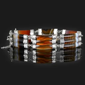 Antique Victorian Scottish Banded Agate Bracelet