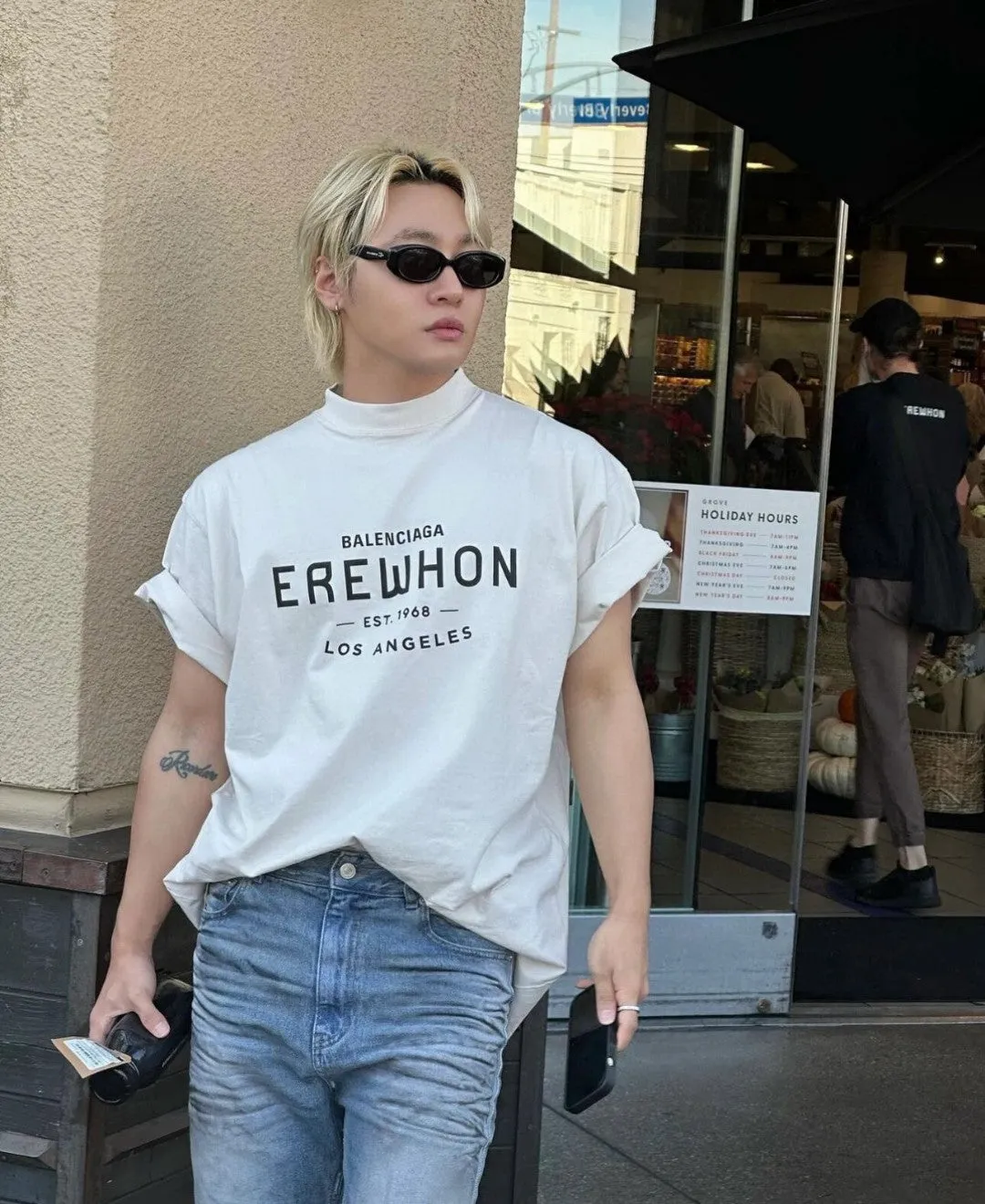 Balenciaga Beige T-Shirt with EREWHON Graphic