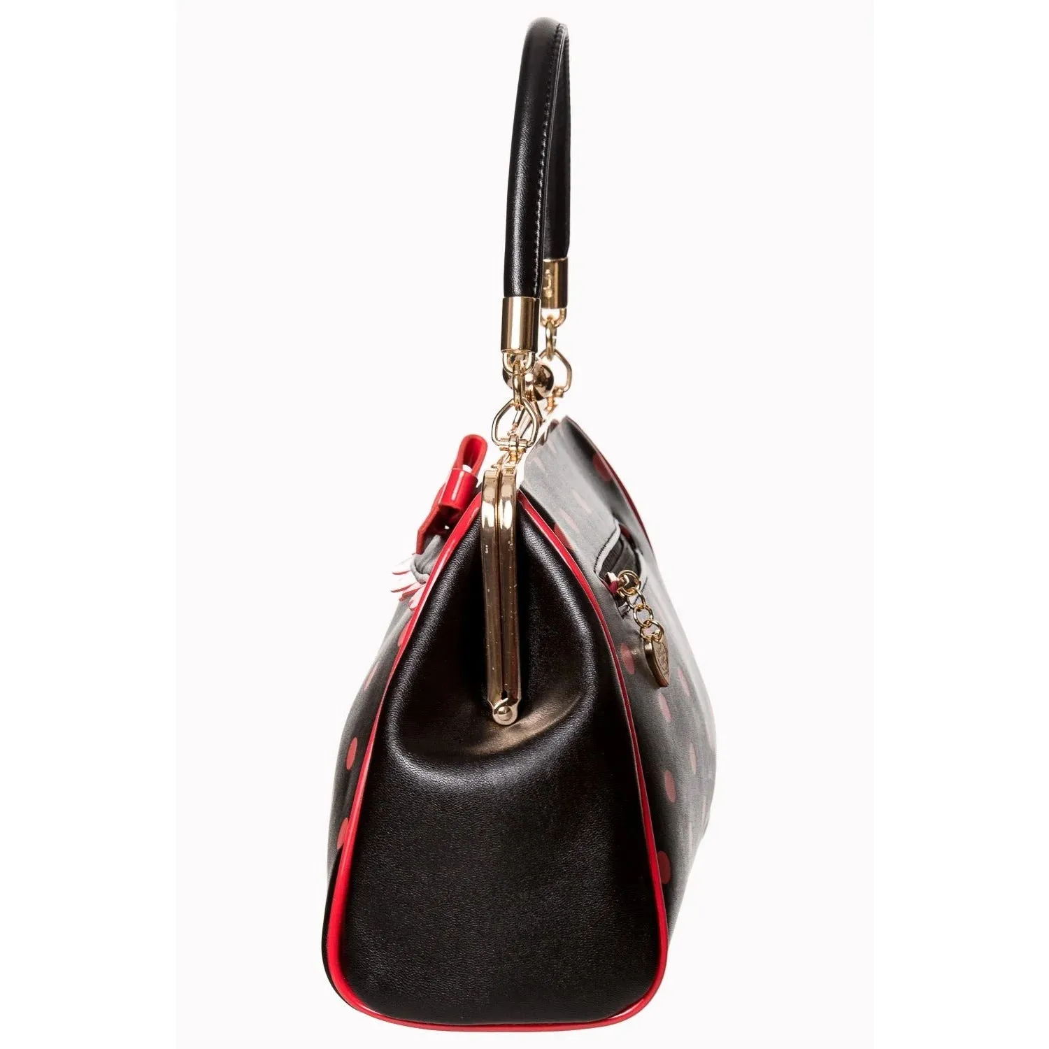 Black And Red Vintage Polka Dot Handbag