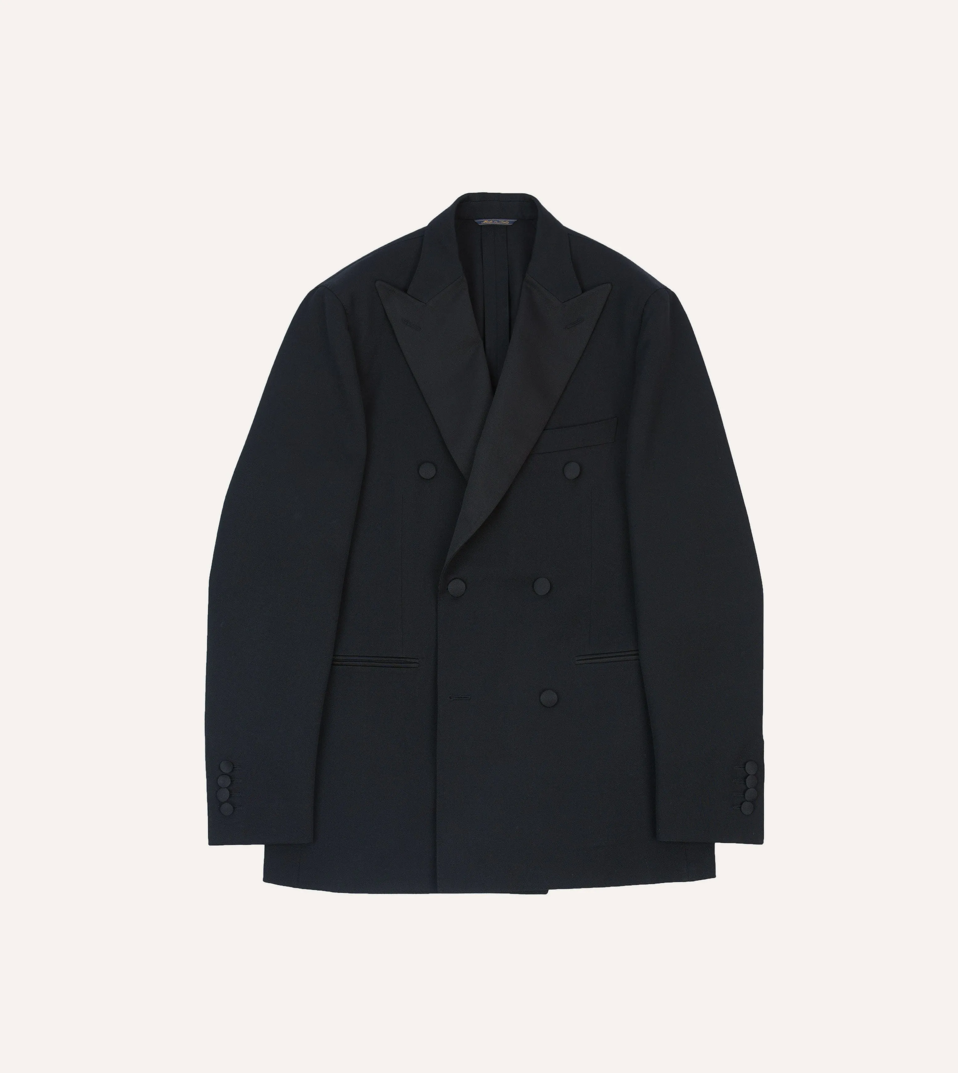 Black Barathea Wool Double-Breasted Dinner Jacket