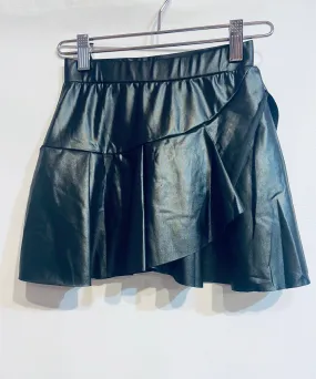 Black Pleather Ruffle Skort