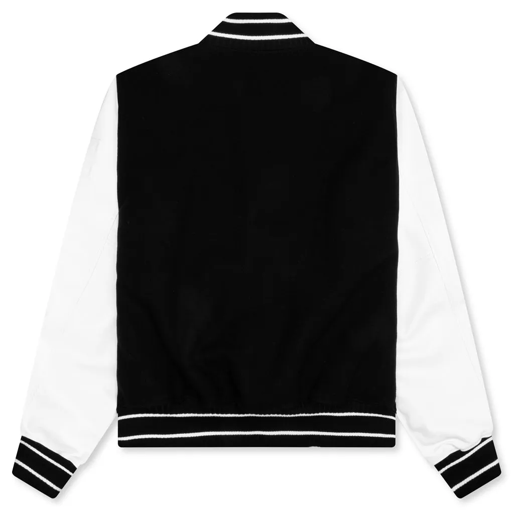 Bomber in Wool and Leather - Black/White