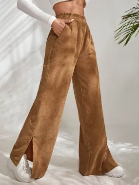 Casual Corduroy Wide Leg Pants