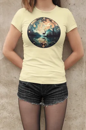 Damen T-Shirt mit Hirschmotiv "Polarlicht Hirsch"