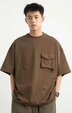 Drop Down Shoulder T-Shirt with Snap Pocket