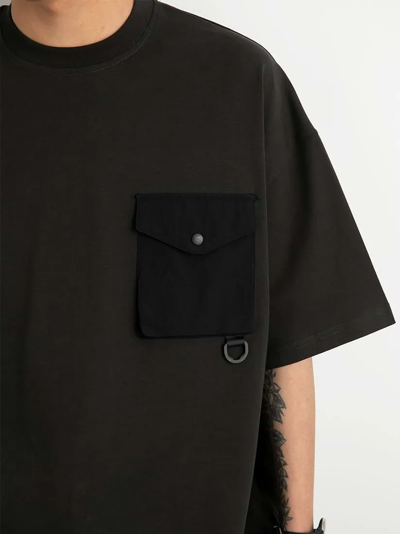 Drop Down Shoulder T-Shirt with Snap Pocket