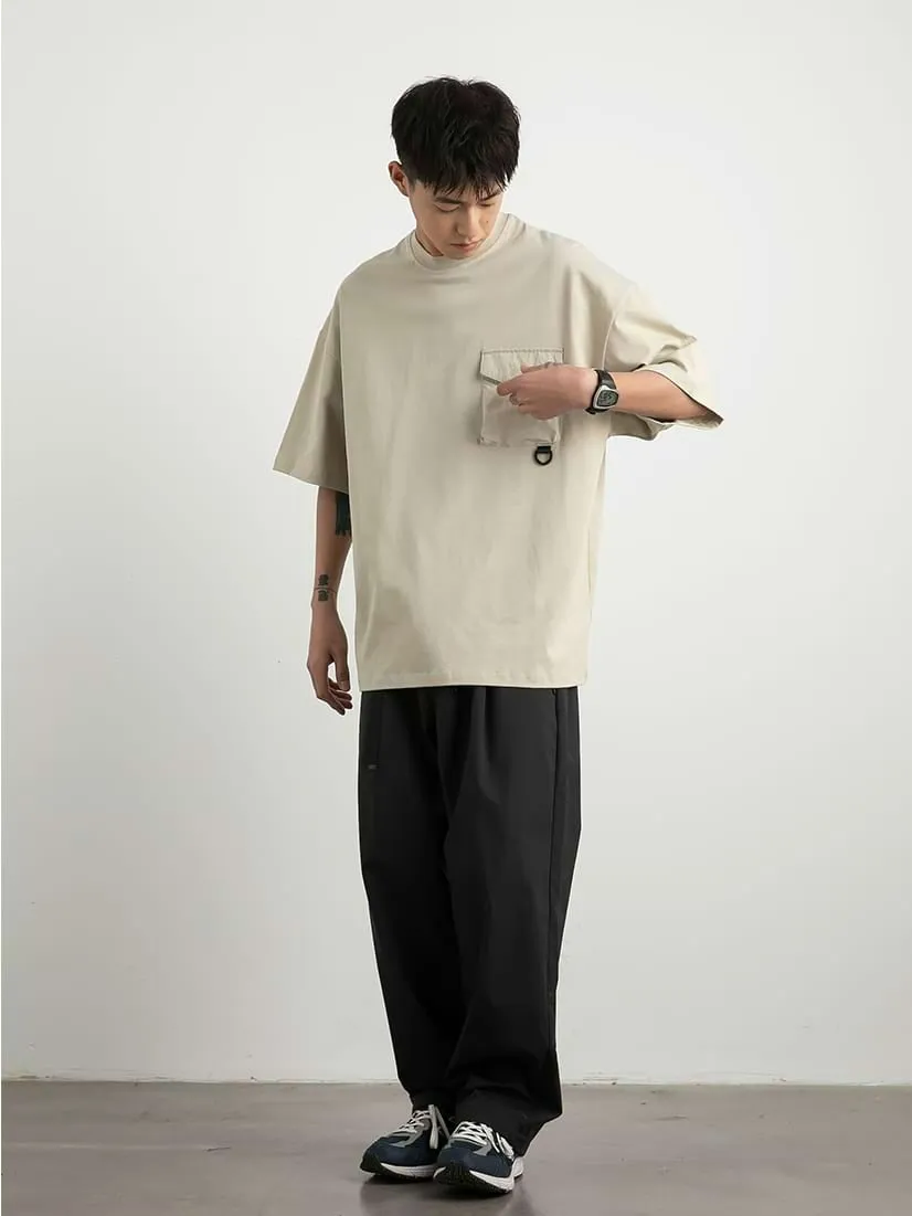 Drop Down Shoulder T-Shirt with Snap Pocket