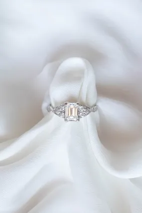 Emerald cut lab grown diamond engagement ring, white gold diamond ring / Gloria