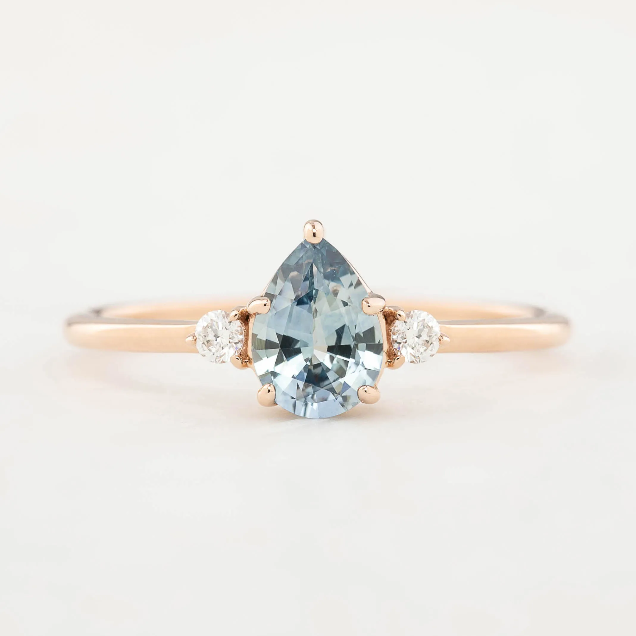 Emilie Ring - 0.80ct Light Blue Pear Montana Sapphire, 14k Rose Gold (One of a kind)