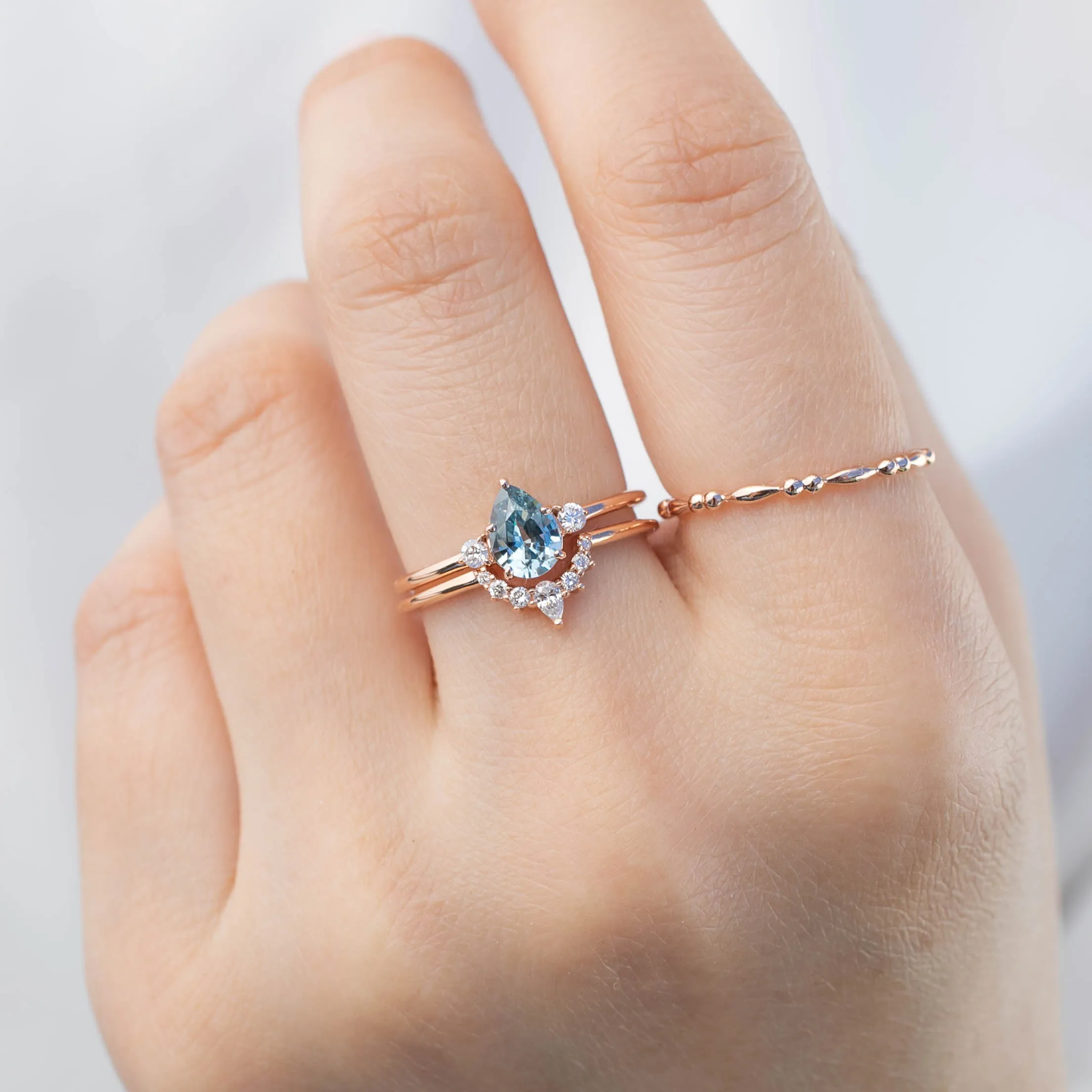 Emilie Ring - 0.80ct Light Blue Pear Montana Sapphire, 14k Rose Gold (One of a kind)