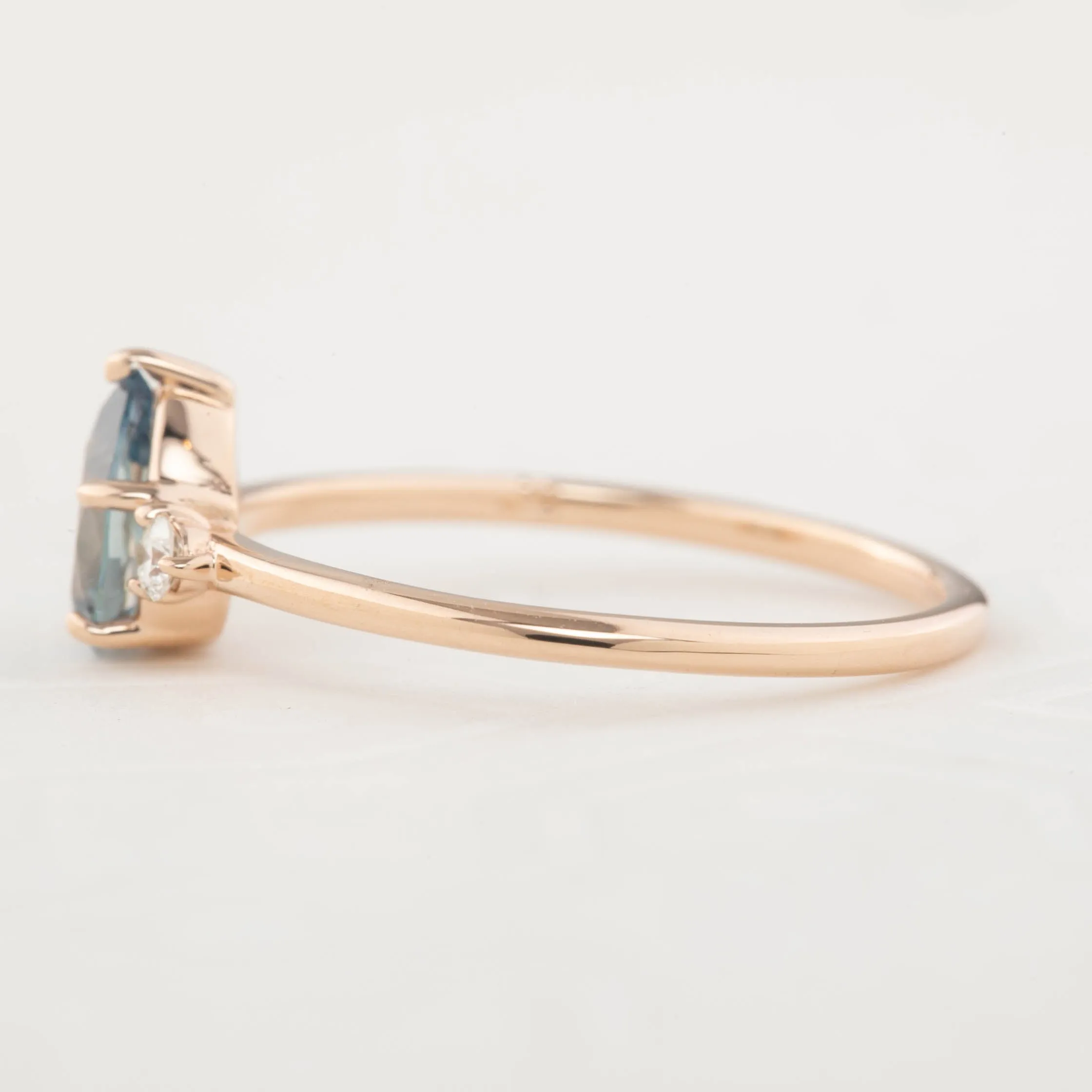 Emilie Ring - 0.80ct Light Blue Pear Montana Sapphire, 14k Rose Gold (One of a kind)