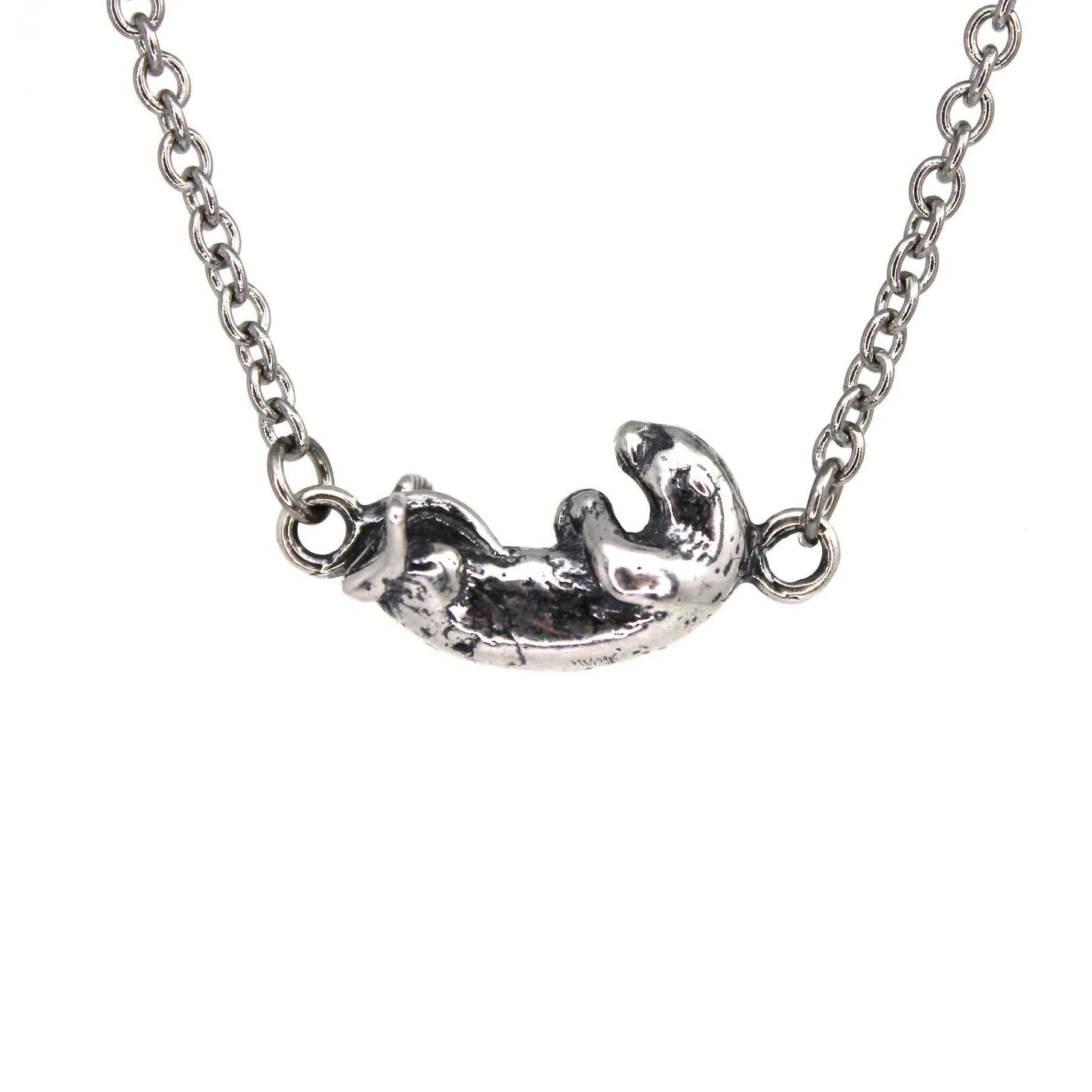 Floating Otter Pendant Charm Necklace - Solid 925 Sterling Silver