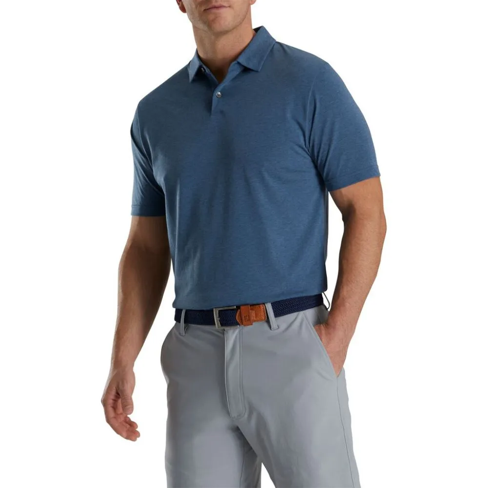 Footjoy Men's Athletic Fit Solid Jersey Golf Polo - Lagoon