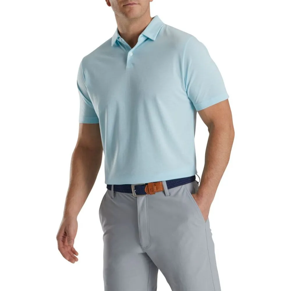 Footjoy Men's Athletic Fit Solid Jersey Golf Polo - Lagoon