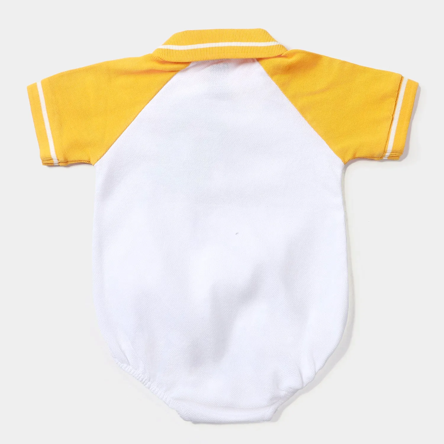 Infant Boys Cotton PK Knitted Romper -White/Citrus