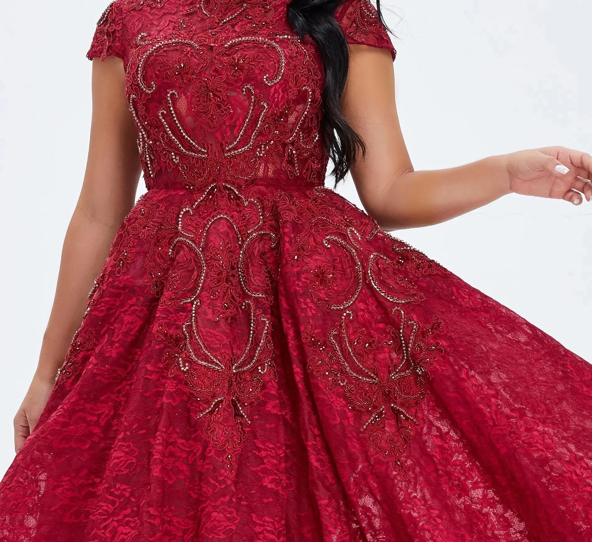 Isla Lace Beading Evening Gown