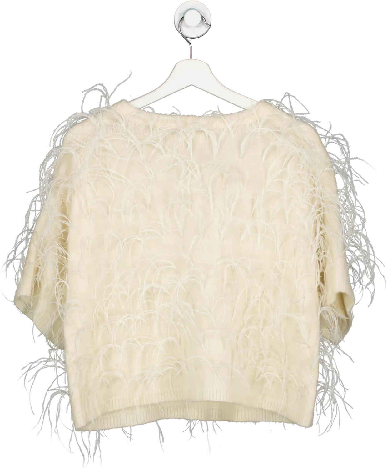 Lapointe Cream Alpaca Silk Feather Top UK S