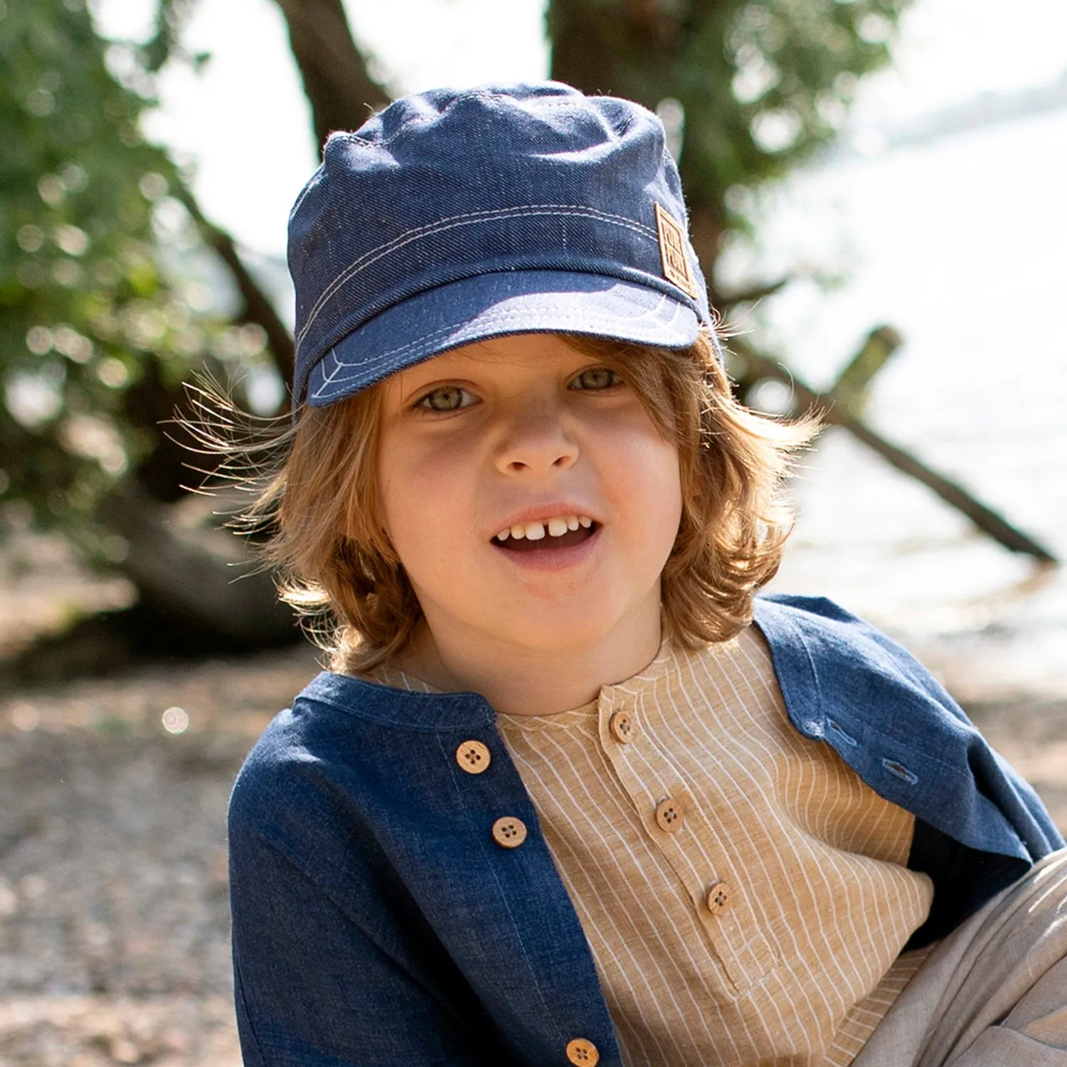 Linen Sun Cap - Steel Blue