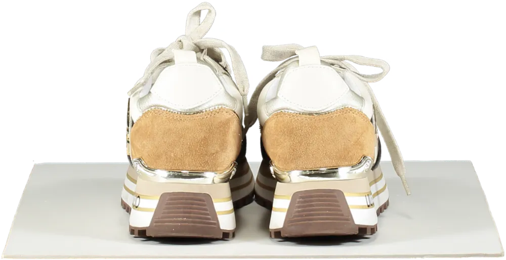 Liu Jo Cream Ivory White  / Brown Monogram Trainers UK 5 EU 38 👠