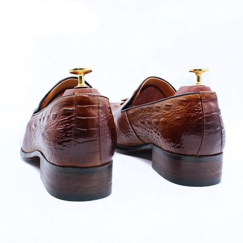 Luxury Leather Loafer Shoes With Tassels