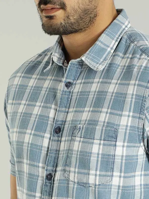 Men Checked Half Sleeve Cotton Shirt