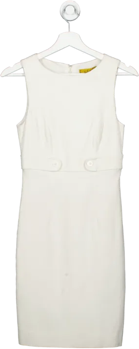 Nicole Miller Cream Sleeveless Dress With Button Detailing UK 6