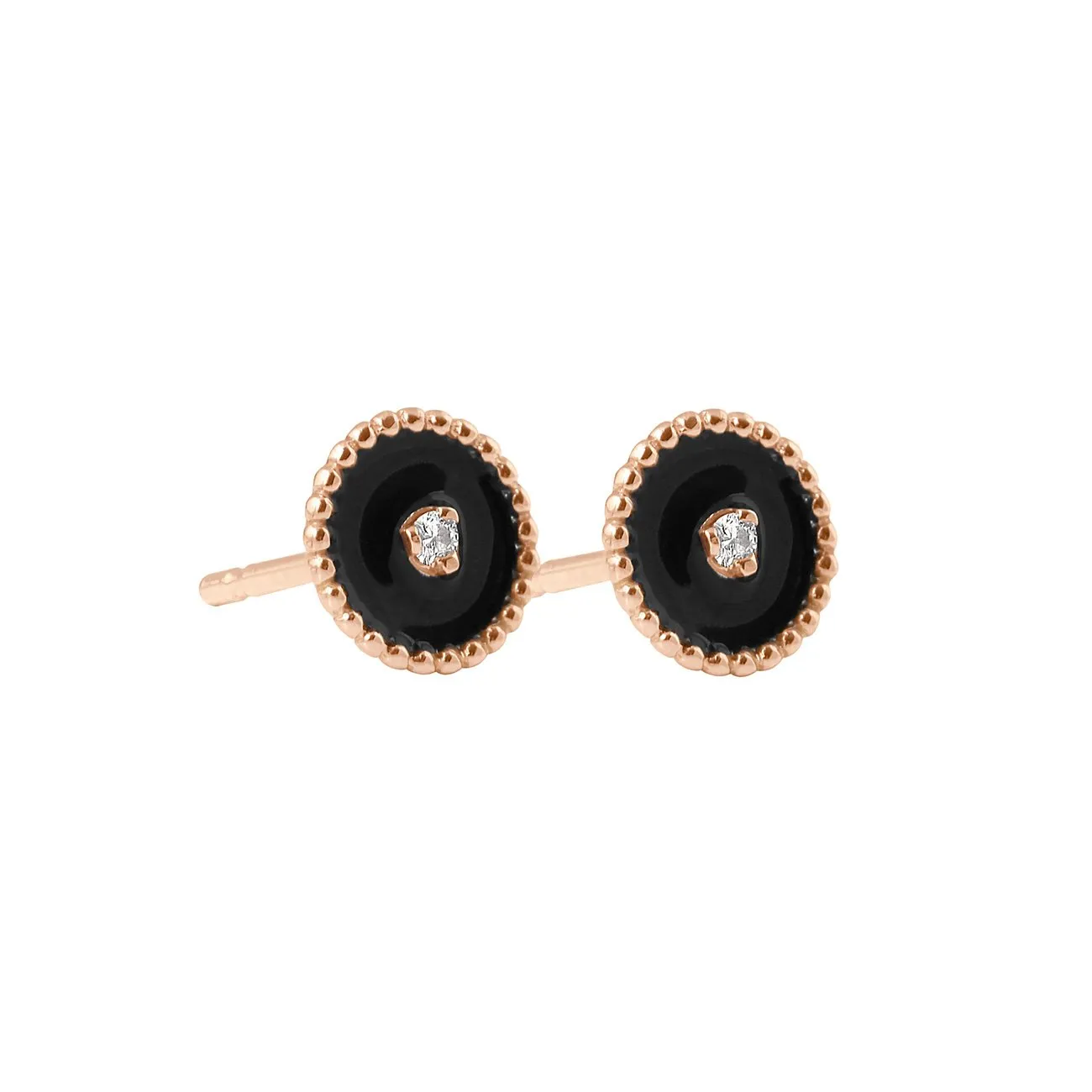 North Star, diamond Black resin earrings, Rose Gold