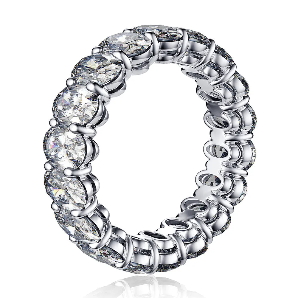 Oval White Sapphire Eternity Wedding Band