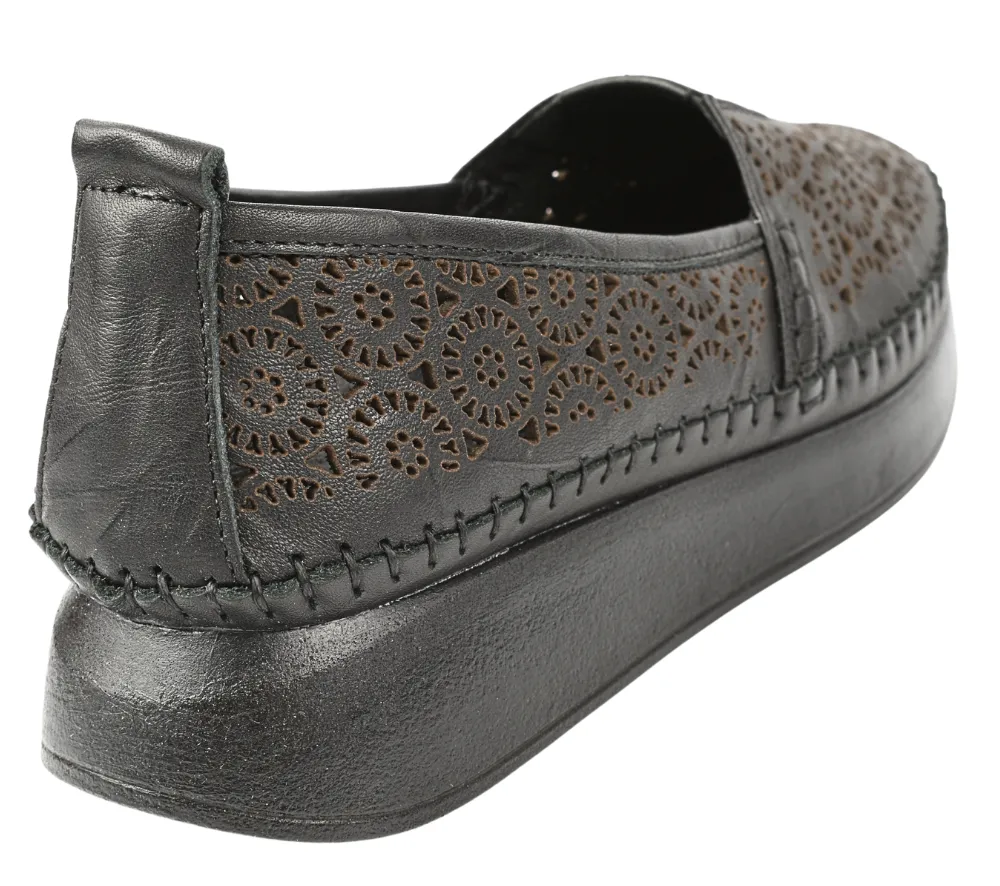 Pantofi casual, dama, ANNA VIOTTI, D43-85 negru, piele naturala