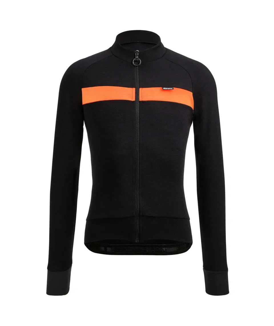 Santini Adapt Wool Long Sleeve Jersey - Black/Orange