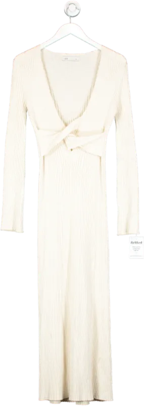 SIR Cream Knot Front Long Sleeve Maxi Dress UK 12