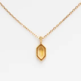 Solid Gold Citrine Destiny Hexagon Necklace for Abundance