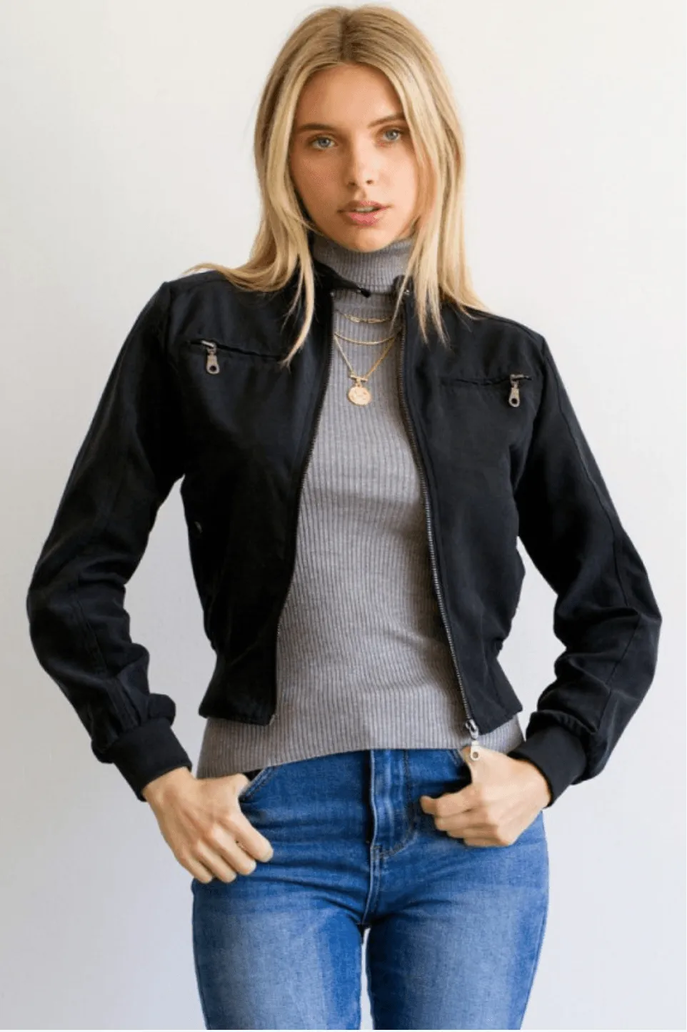 Suede Bomber Jacket