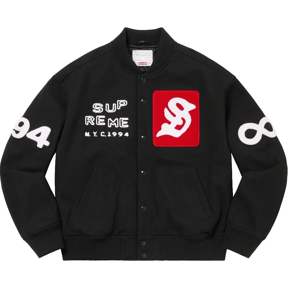 SUPREME TOURIST VARSITY JACKET-BLACK