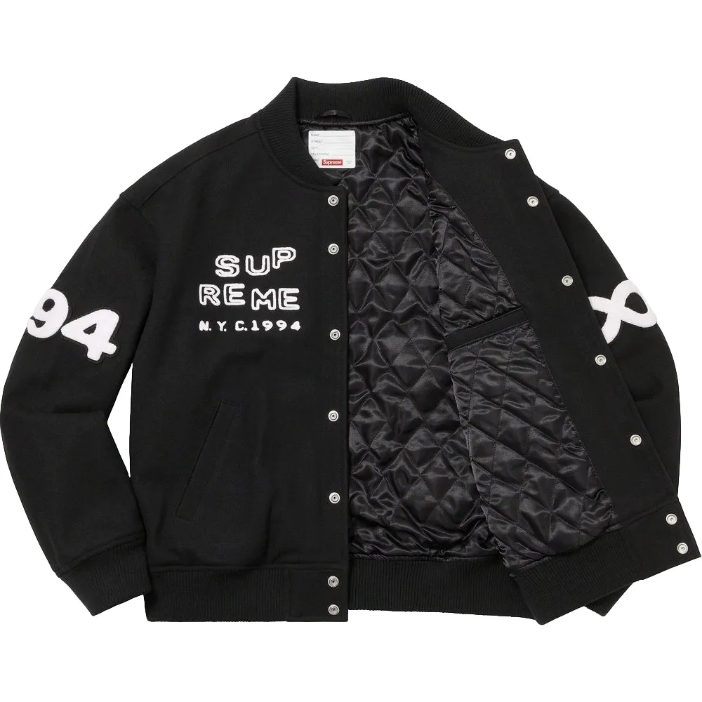 SUPREME TOURIST VARSITY JACKET-BLACK