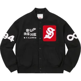 SUPREME TOURIST VARSITY JACKET-BLACK