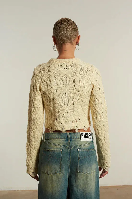 The Ragged Priest Saint Zip Cable Knit Jumper