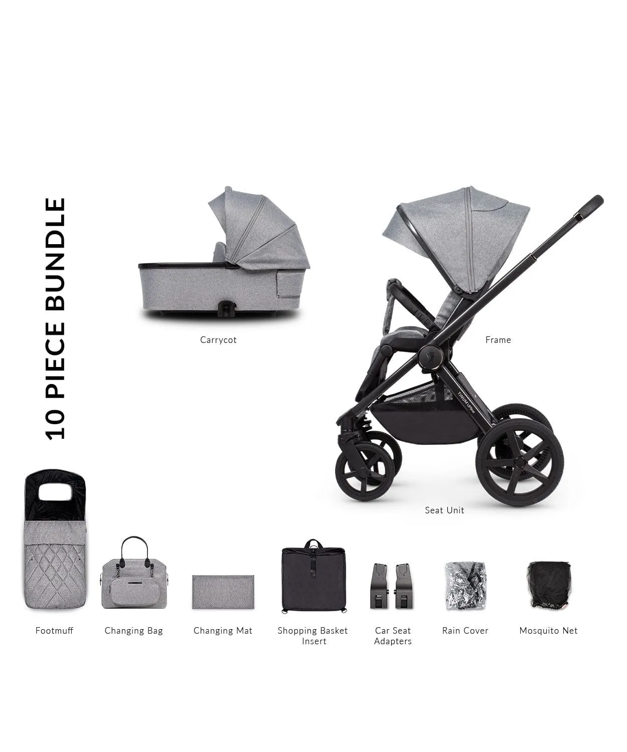 Venicci 2 in 1 Tinum UPLINE Pram - Classic Grey