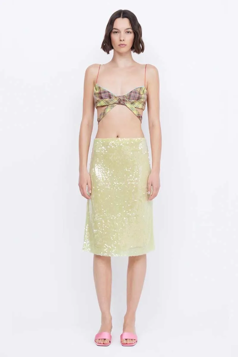 VENUS SEQUIN MIDI SKIRT-CITRUS