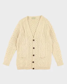 Vintage Anne McCool Handknit Wool Aran Cardigan - L