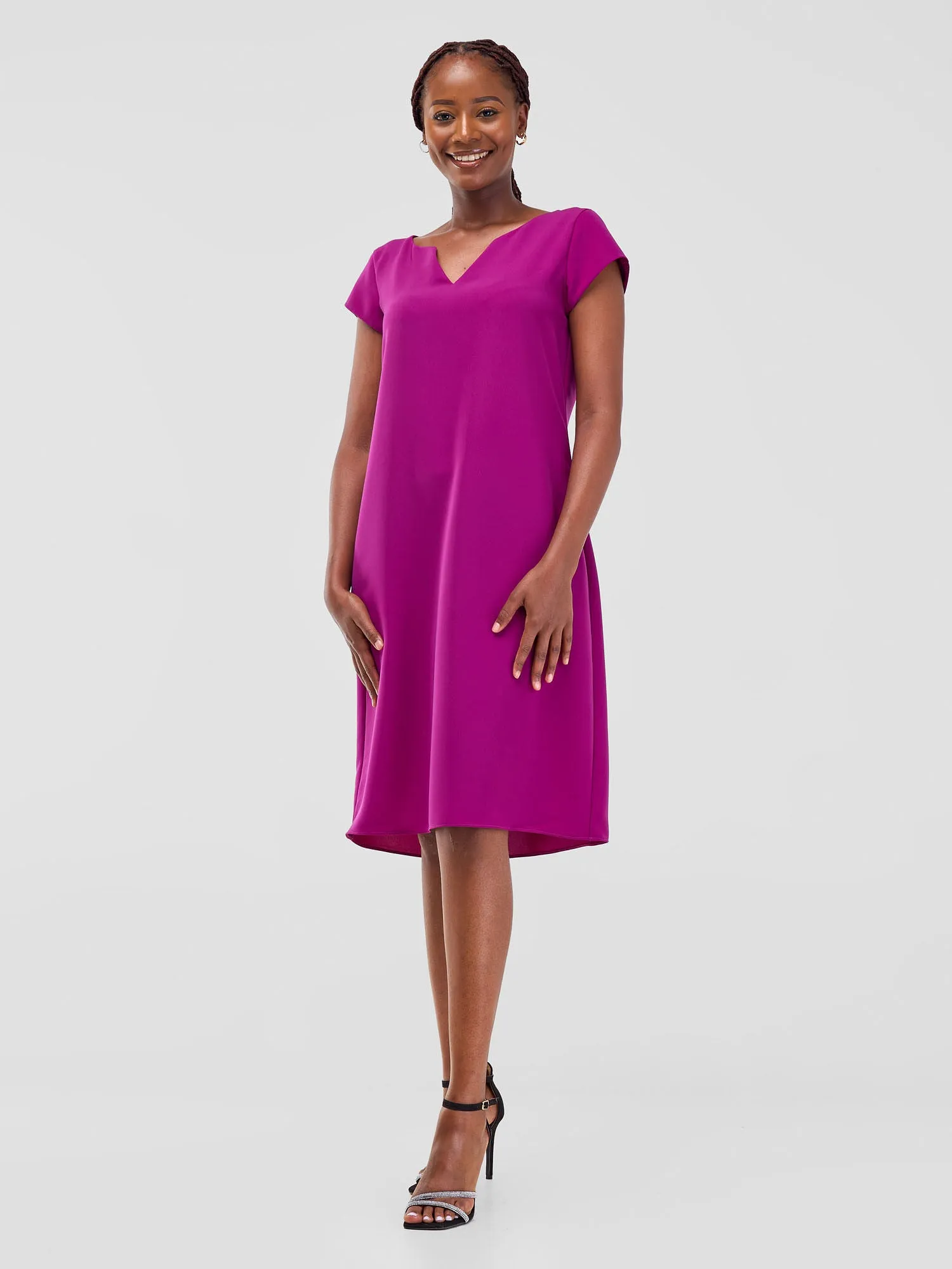 Vivo Nala Cap Sleeve Shift Dress - Deep Pink