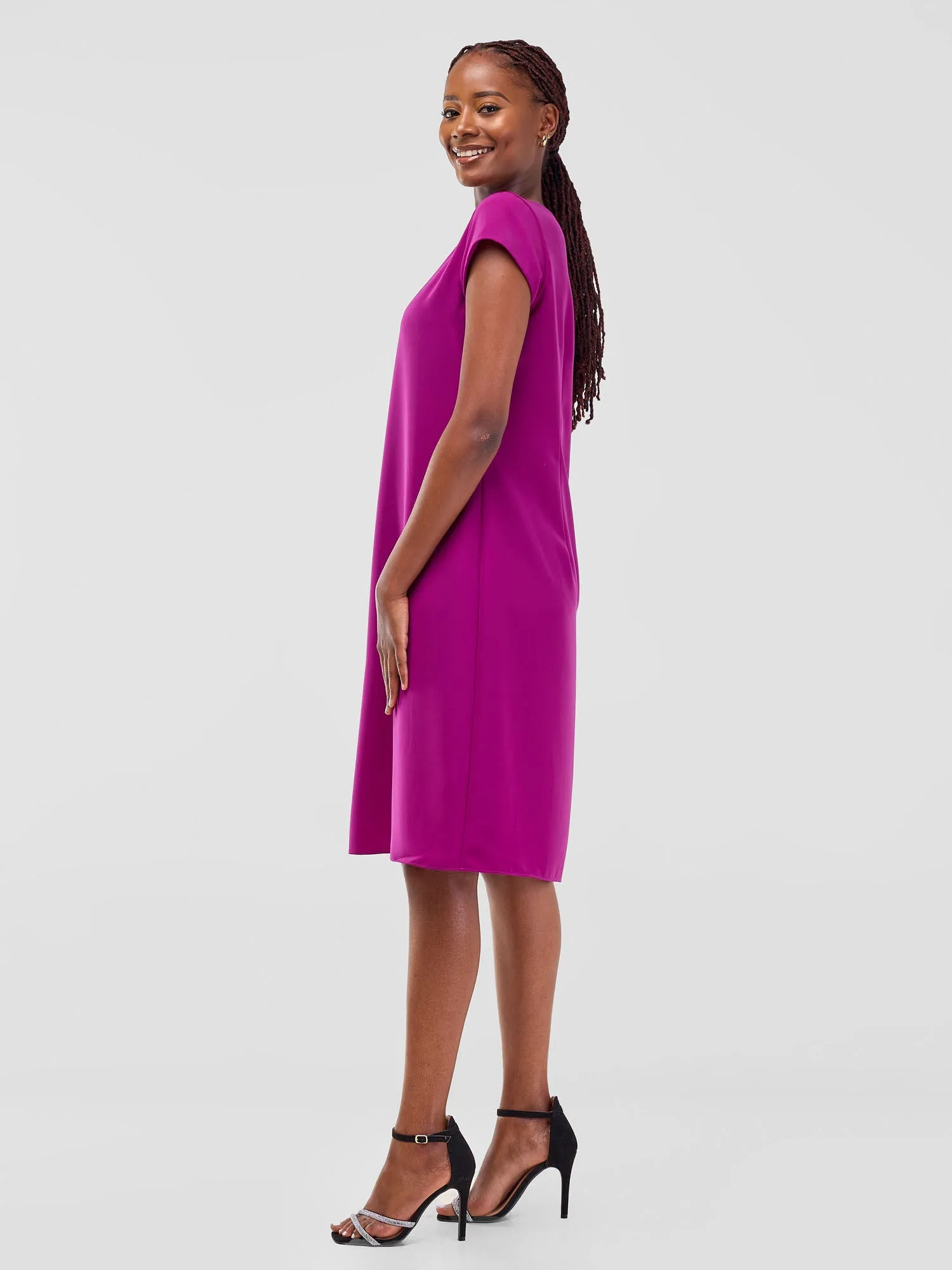 Vivo Nala Cap Sleeve Shift Dress - Deep Pink